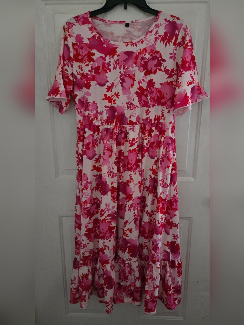 Pink & White Floral Midi Dress